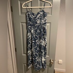 Abercrombie XS Navy Floral Midi Dress